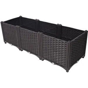 Deep Raised Garden Bed Plastic Planter Boxes for Vegetables Flowers Herbs and Succulents,Self-Watering Planter Box Raised Bed to Grow Flowers, Herbs & Vegetables, 47.2" L X 15.7" D X 14.7" H