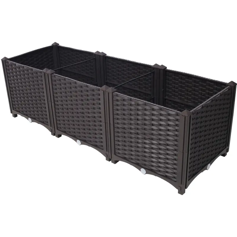 Deep Raised Garden Bed Plastic Planter Boxes for Vegetables Flowers Herbs and Succulents,Self-Watering Planter Box Raised Bed to Grow Flowers, Herbs & Vegetables, 47.2" L X 15.7" D X 14.7" H