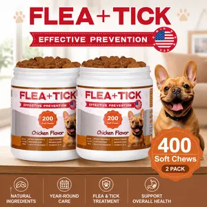 Flea and Tick Prevention for Dogs Bundle | 2 Pack Soft Chews for Daily Dog Wellness, All Breeds & Sizes, Chicken Flavor