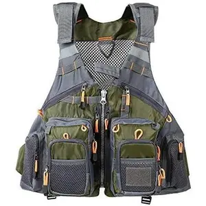 Fishing Vest - Fishing Safety Life Jacket for Swimming, Sailing, Boating, Kayak - Floating Multifunction Breathable Backpack for Men and Women - Adjustable, Grey/Green/Red/Blue