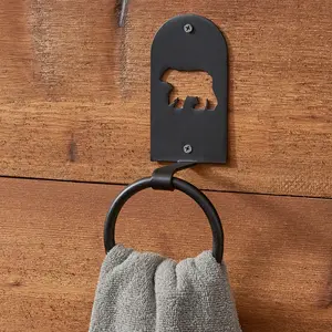 Black Bear Towel Hook Ring
