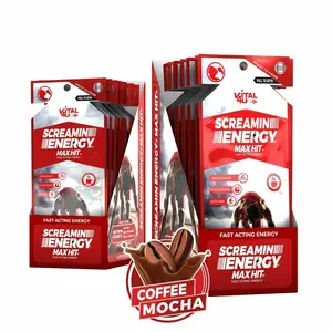 Vital 4U Screamin Energy Max Hit, Panax Ginseng Energy Shot Coffee Mocha, 12 count Beverage Drink