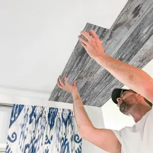 Imitation Wood Grain Pattern Wall Sticker, 24pcs/set Self-adhesive Waterproof Wall Decals, Decorative Sticker for Home Living Room Bedroom Kitchen, Wall Decor