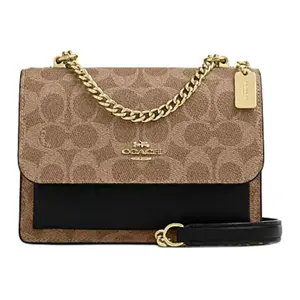 COACH Klare Small Crossbody Bag for Women – Faux Leather and Genuine Leather, Tan and Black