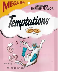 Temptations Classic Crunchy and Soft Cat Treats, Shrimpy Shrimp Flavor, 6.3 oz. Pouch