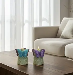 Whimsical Butterfly Candles, 3D Frosted Moldings, 2pc set!