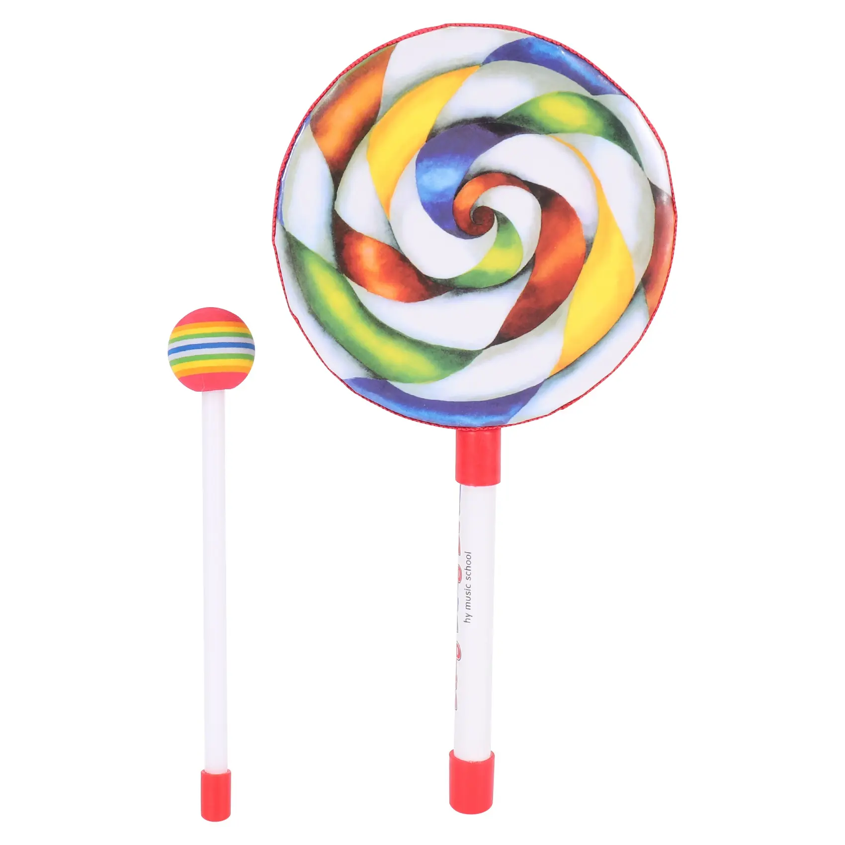 QYKF Kids 6 Inch Lollipop Percussion Hand Drum, Toddler Musical Rhythm Instrument Toy