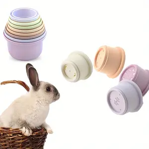 1set/8pcs Stacking Cups For Rabbits, Colorful Bunny Toys Reusable Bunny Toys, Nesting Rabbit Toys Of Different Sizes For Small Animals