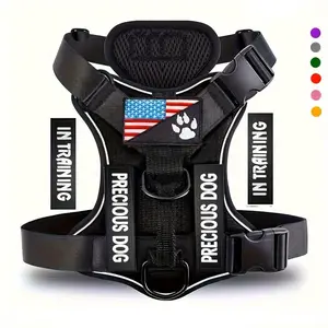 Service Dog Harness with Reflective Vest, Adjustable Soft Oxford Cloth Pet Harness with 5 Removable Patches, Breathable Mesh Lining, Easy to Control for Small and Medium Dogs