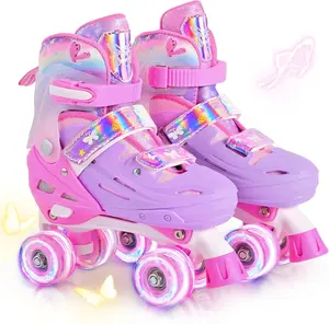 2PM SPORTS Roller Skates for Girls Boys Kids Age 4-6 5-8 6-12 8-12 with Light Up Wheels, Adjustable Youth Rollerskates Size 10C 11C 12C 13C 1 2 3 4 5 6