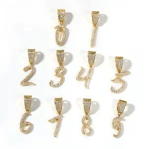 2026 Your Fashion Lucky Number, Starry Sky Zircon 0-9 Hip-Hop Font Lucky Number Necklace, Unisex Stylish Jewelry with Ambience