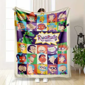 Animated Series Character Flannel Blanket - Vibrant Retro Cartoon Nostalgia Print, Super Soft Lightweight Plush Fuzzy, Character Graphic/Illustrated/Whimsical Cartoon Blankets, Warm Cozy Decor for Living Room, Birthday Gift Travel Companion, Character Gra