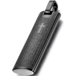 OIDEA Men Bible Lord Prayer Cross Pendant Stainless Steel Necklace Faith Religious Jewelry