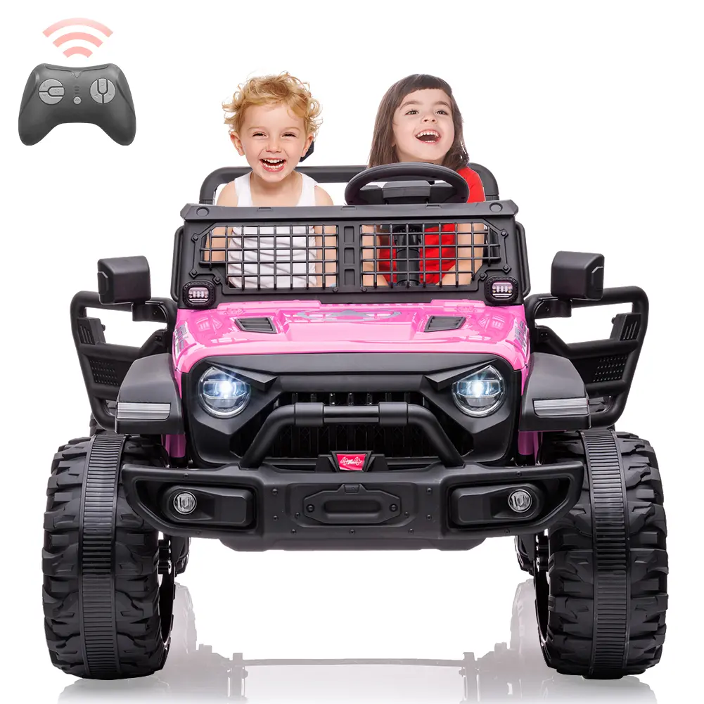Garvee 24V 2-Seater Kids Electric Ride-On Truck – Pink Battery-Powered Tricycle with Remote Control, LED Lights, Music, USB, Storage – Fun Toy Vehicle for Boys & Girls
