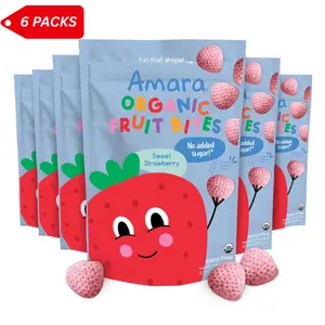 6 packs Sweet Strawberry - Amara Organic Fruit Bites – Sweet Strawberry – No Added Sugar, Dairy-Free, Plant-Based Snack