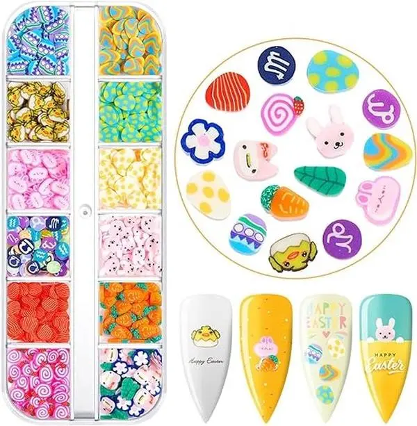 Easter Nail Art Charms Bulk - Mixed Rabbit Carrot Shape Easter Nail Charms for Acrylic Nails DIY Nail Decoration