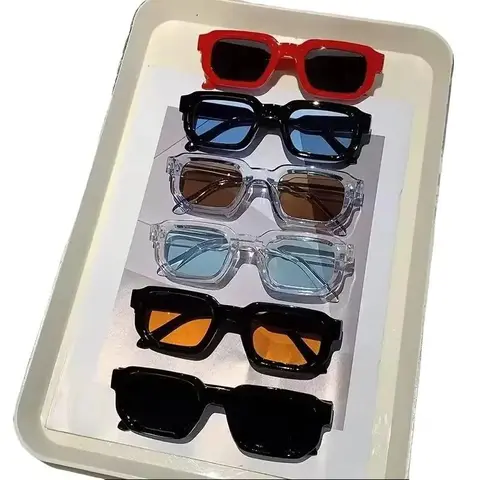 6-Pack Vintage Rectangle Frame Sunglasses for Men & Women  Retro UV400 Protection Eyewear  Luxury Fashion Sun Glasses  Stylish, Durable, & Comfortable for Everyday Wear & Outdoor Adventures