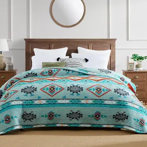 Boho Throw Blanket, Aztec King Size Blanket, Soft, Warm, Cozy, Plush, Thick Fleece Bohemian Throw Blanket for Couch, Bed, Sofa (Aqua 108 * 90 Inch)