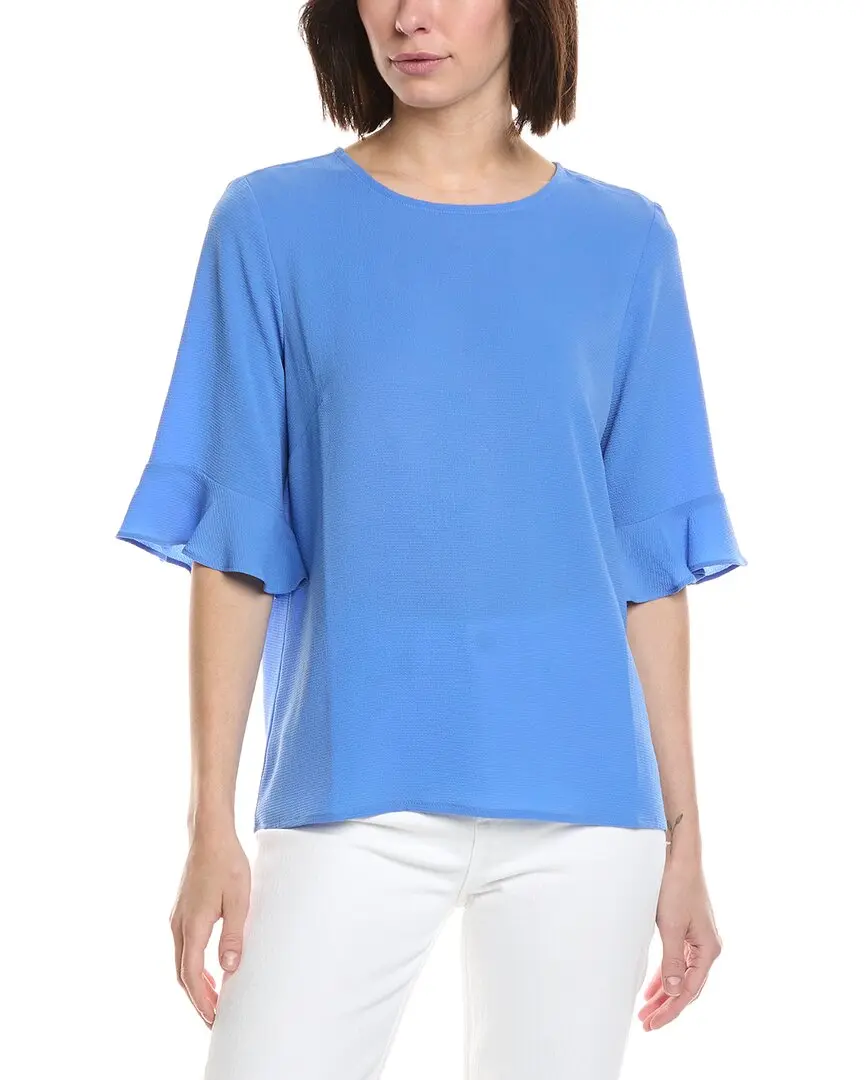 CeCe Short Sleeve Ruff Cuff Crew Neck Blouse