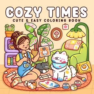 Adult Coloring Book Cozy Times, Simple Bold Designs of Comfortable Daily Moments, Relieve Stress & Foster Creativity, Suitable for Parent - Child DIY Fun During Home Moments