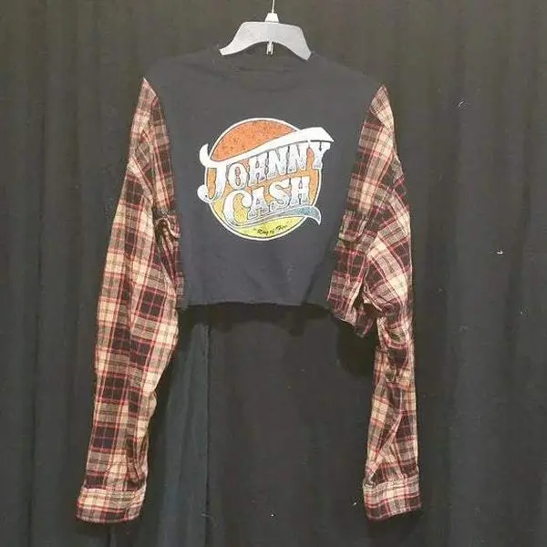 Johnny Cash Upcycled Oversized Flannel
