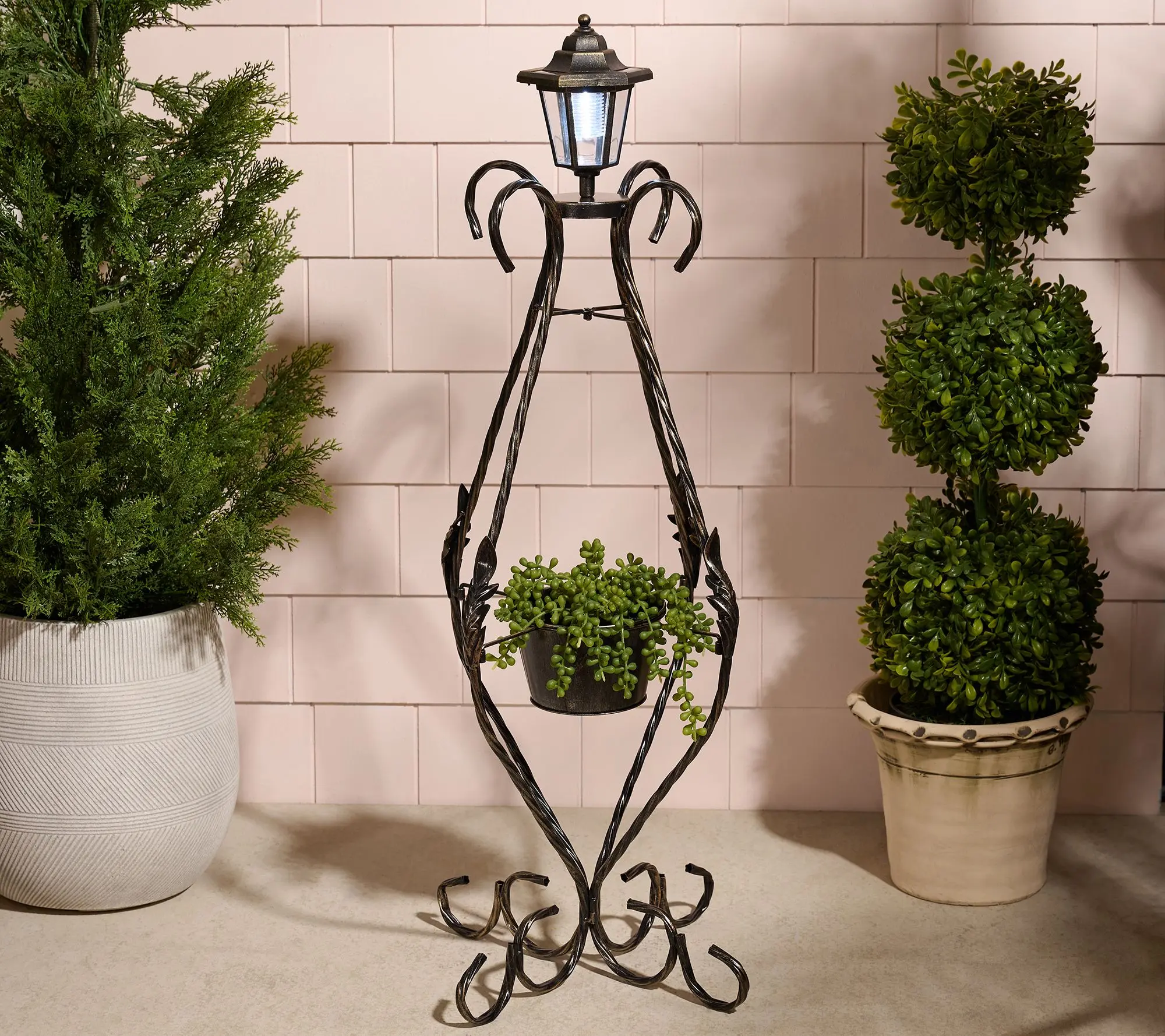 Garden Reflections Outdoor Planter Holder with Solar Light