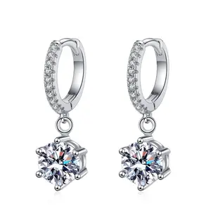 925 Silver Six-claw Moissanite Earrings