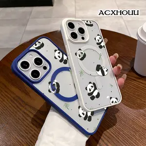 Panda Bamboo Fun Chic Magnetic Case for  iPhone 17 16 E Pro Max 15 Plus 14 13 12 11 XS XR Magnetic Charging, Lightweight, Anti-Fall | Soft & Sweet Design