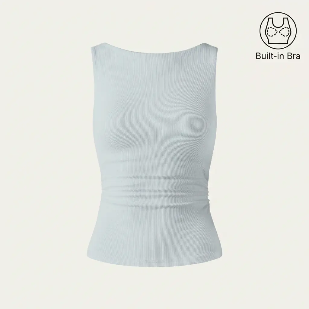 OGL Plantive Boatneck Open-Back Brami Tank Top with Built-In bra