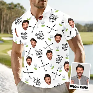 Custom Photo Best Golfer Ever Polo Shirt, Personalized Golf Lover Polo, Funny Custom Face Golf Shirt, Unique Gift for Golf Enthusiasts