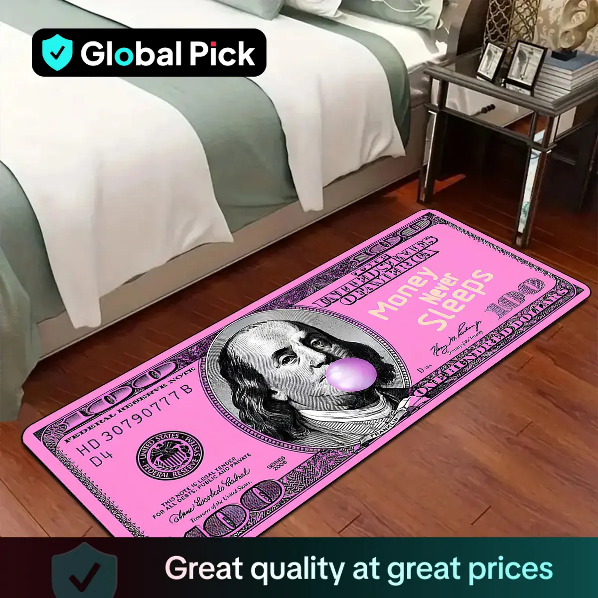 Dollar Pattern Non-slip Soft Floor Mat, 1 Count Rectangle Home Decorative Carpet, Washable Area Rug for Home Living Room Bedroom Dormitory Hotel