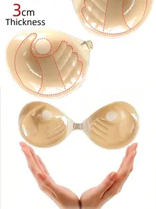 Women's Silicone Invisible Bra, Palm Shape Push-Up Padded 3cm, Strapless Backless Design, Suitable for Daily Wear & Special Occasions