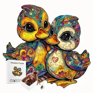 Colorful Duck Wooden Jigsaw Puzzle, Vibrant Wood Decorative Art, Elegant Box Packaging, Toy for Kids Aged 3+, Christmas and Halloween Gift