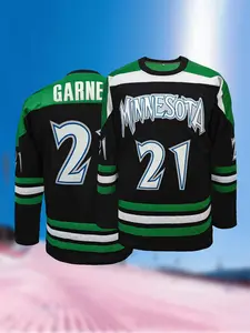 Men's Letter & Number Embroidery Hockey Jersey,Vintage Long Sleeve V Neck Ice Hockey Uniform, Casual Sportswear for Men,Casual Sporty Top, Athletic Style