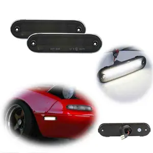 2PCS Smoke Lens Front / Rear White LED Side Marker Light FOR MAZDA MX-5 MIATA 1990-2005 Replace OEM NA01515FX,8BN1-51-120
