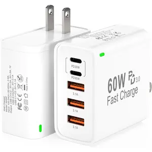 2Pack USB C  Charger Block, 60W 5-Port USB C Wall Charger 30W Type C  Block, 2USB C+3USB A PPS/PD 3.0 Multiport  Cube for  17 16 15 14 Pro Max,for Galaxy S25 S24 Ultra, i Pad