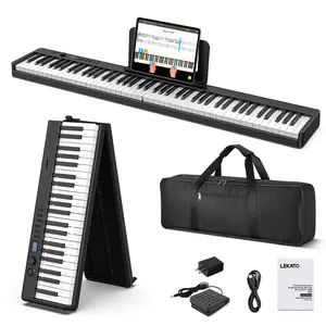 LEKATO Portable 88 Keys Electric Piano Keyboard, Foldable Digital Piano with Full Size Semi-Weighted Velocity Keys, Wood Grain, Learning Mode, LCD Screen, Bluetooth USB Midi, or 88 Keys 4 pcs Magnetic Piano 128 Tones 128 Rhythm 21 Demofor Beginners