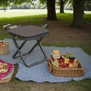 Outdoor Folding Pencil Case Stool, Portable Pocket Stool for Fishing Camping Travel, Handy Chair for Leisure Activities