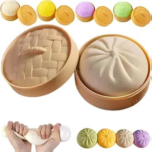 Giant Glitter Dumpling Squishy Toy Jumbo Rainbow Stress Ball for Adults Colourful Soft Squeeze Decompression Dough Cute Anxiety Relief Fidget Model Bun with Food Steamer Stretchy Toys