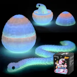 3D Printed Snake Toy with Egg, Flexible Articulated Hinged 3D Printed Animal, Fidget Snake for Stress Relief, Desk Pet Home Office Decor, for Kids Adults Collectors