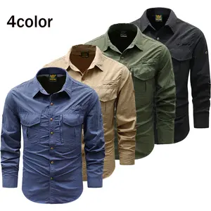 Outdoor Workwear Long Sleeve Shirt Multi-Pocket Practical Design Breathable Wear-Resistant Casual Shirt in  for Everyday Wear