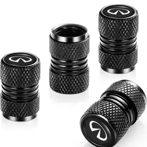 4PC Infiniti Logo Aluminum Valve Stem Caps! (Gloss Black) !Easy Installation!