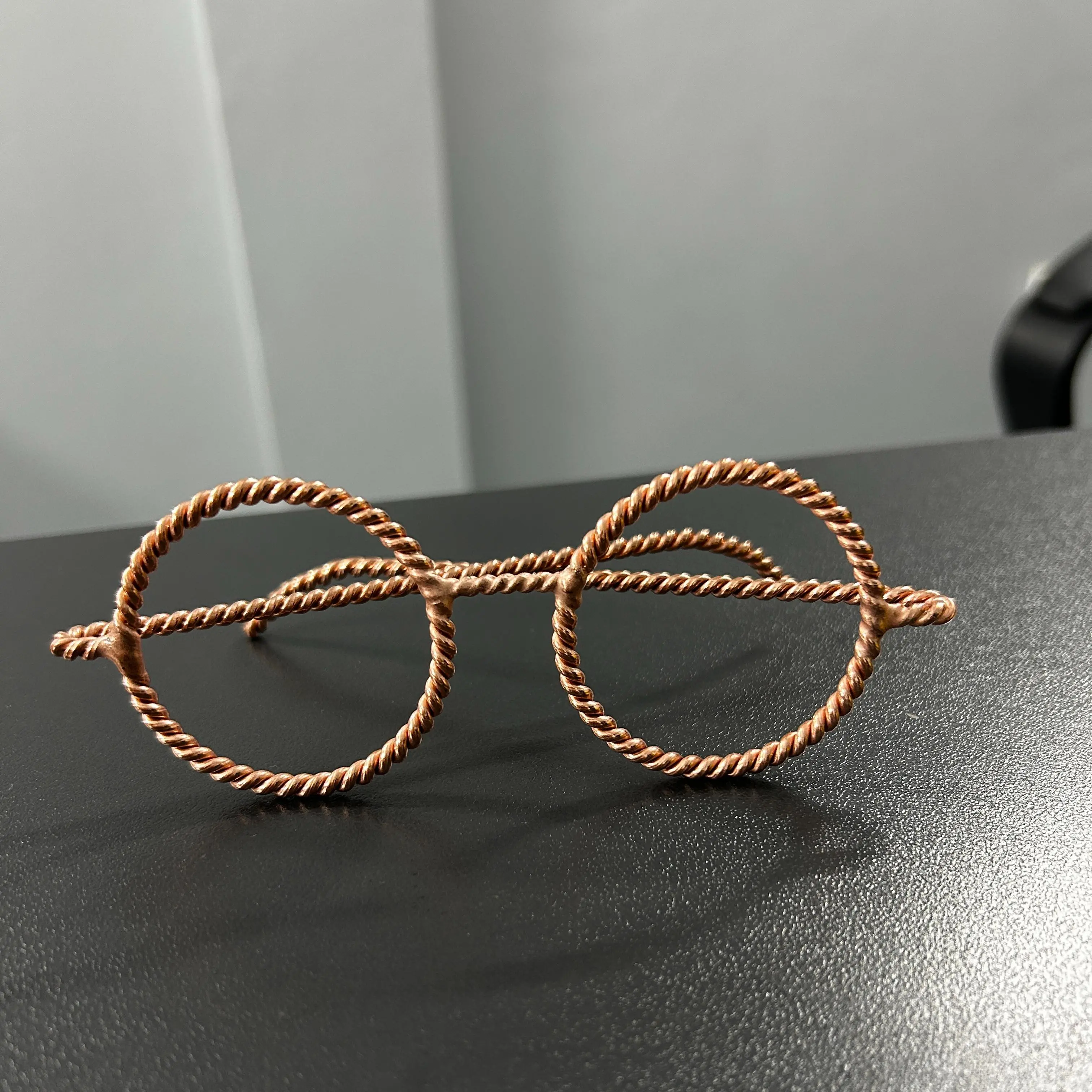 Handmade Copper Tensor Glasses Twisted Copper Wire Frame Sacred Geometry Decorative Piece Altar Desk Shelf Decor Collectible Gift