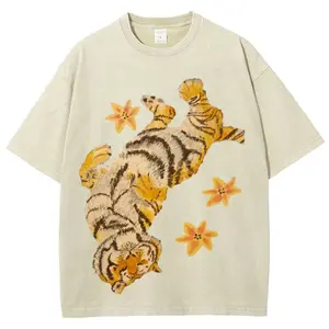 Lazy Tiger Unisex Vintage Washed Tee, Graphic Tee, Unisex Fashion, Full Color, Full Size, For Men, For Women