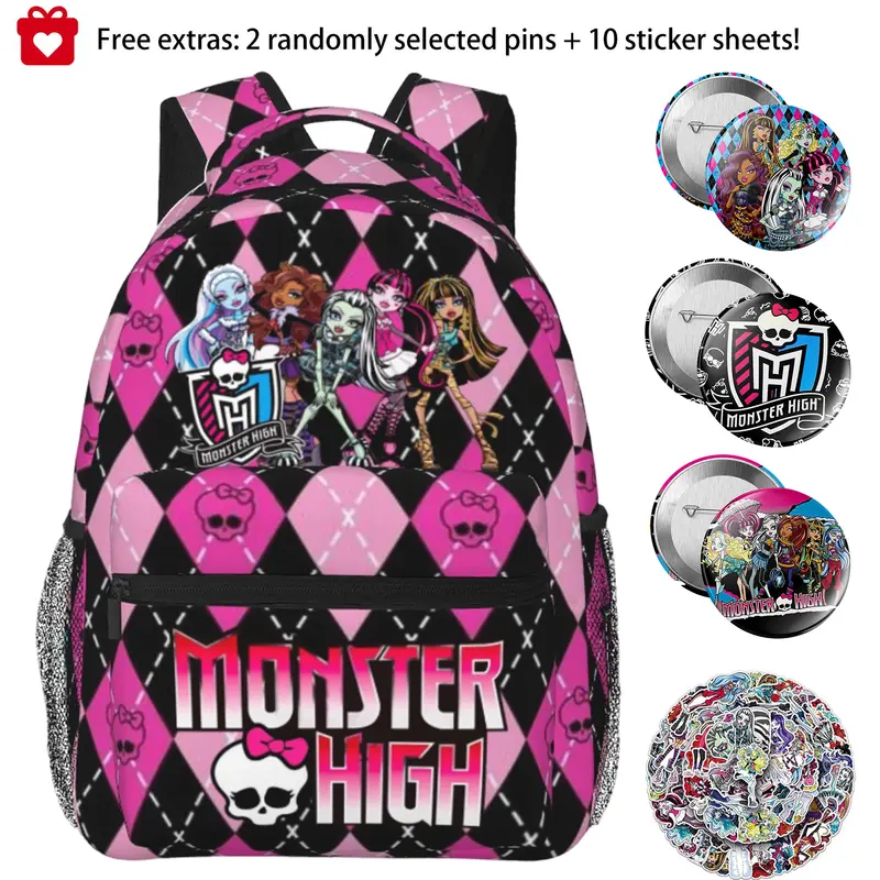 Monster high Backpack for Girls, Women 15.7 Inches Monster high dolls Backpacks for Teens, Adults Monster high doll Fashion Print Bookbag for Work And Travel