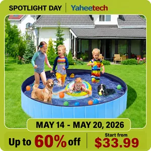 【Cooling】Yaheetech Foldable Pet Swimming Pool, Portable Dog Bath Tub Indoor and Outdoor, PVC Portable Wash Tub for Pet Dogs for Garden/Beach/Yard/Home Use