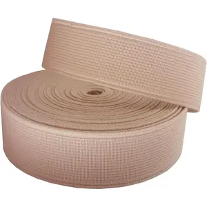 1.5 Inch 6 Yards Double-Side Twill Woven Flat Heavy Stretch Elastic Bands for Sewing Pants Waistband Beige