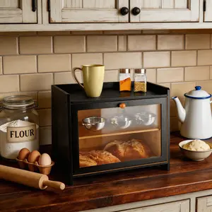 SICANDAENHK🖤 Farmhouse vibes + smart storage = your new kitchen obsession!🥖 BreadBox HomeOrganization