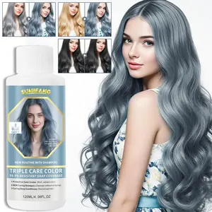 Blue-gray Semi-Permanent Hair Dye Shampoo, Instant Quick Long-Lasting Effect, Gentle Non-Irritating, Suitable for All Hair Types