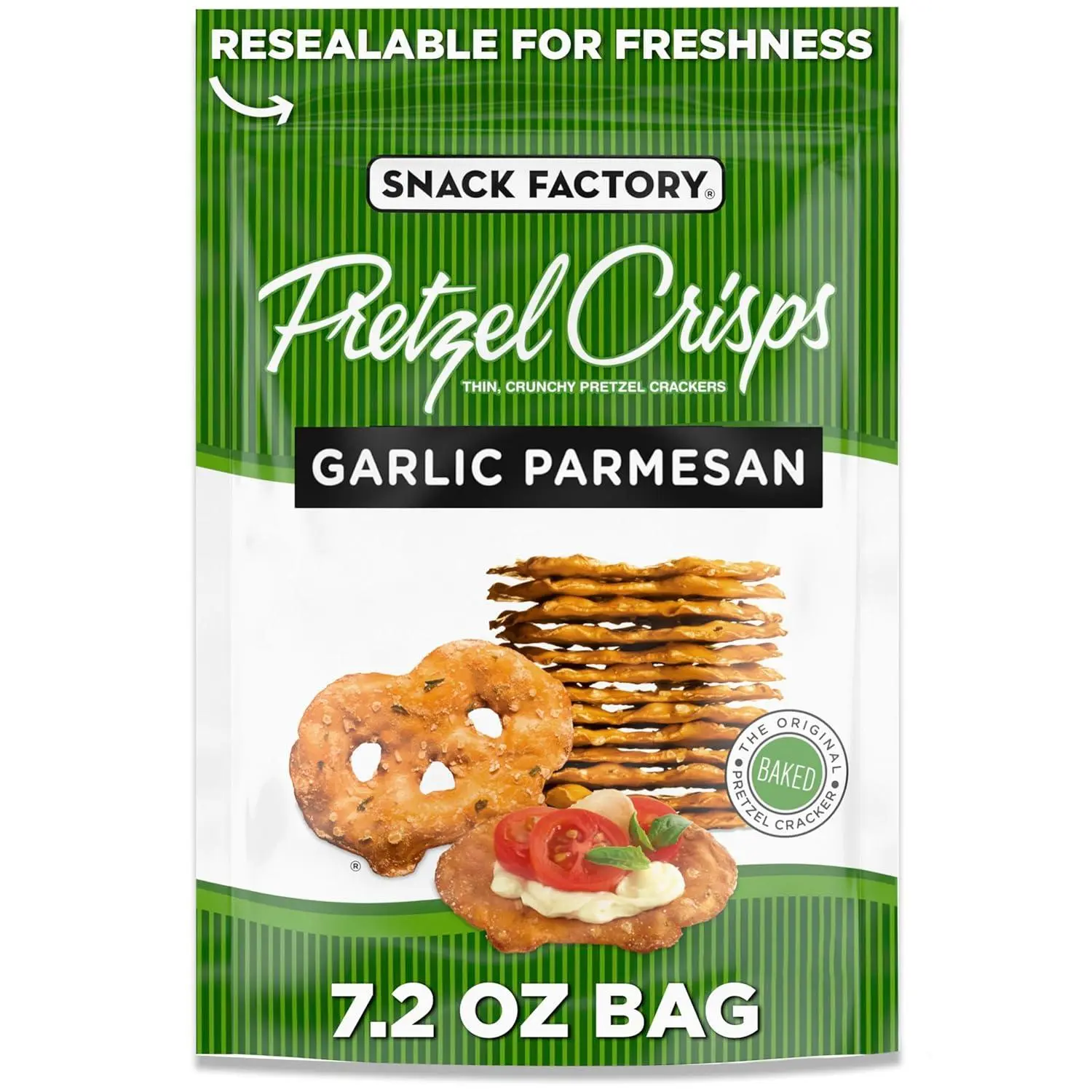 Snack Factory Pretzel Crisps Garlic Parmesan 7.2 oz 12ct